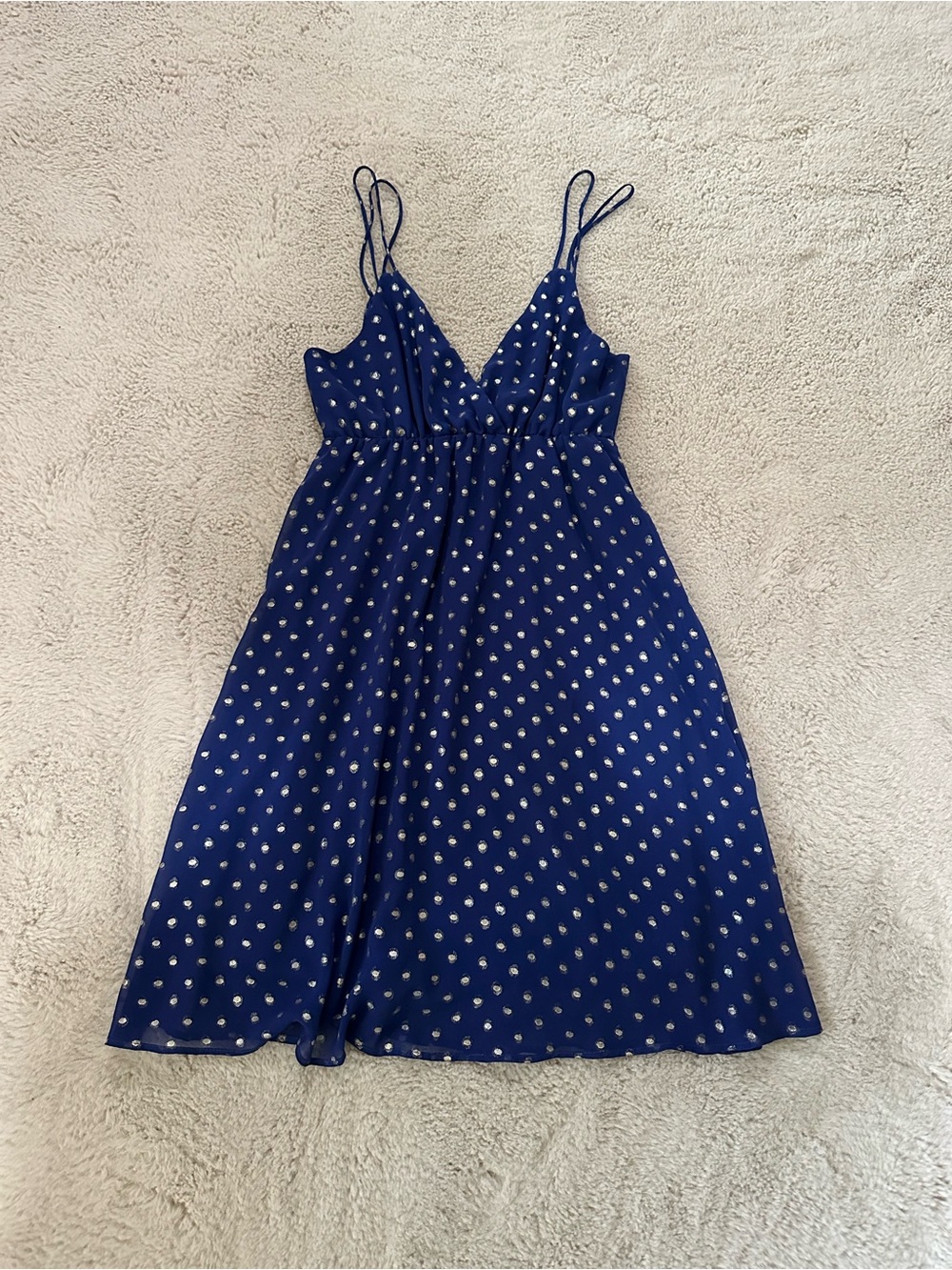 Blue Polka Dot Spaghetti Strap Dress